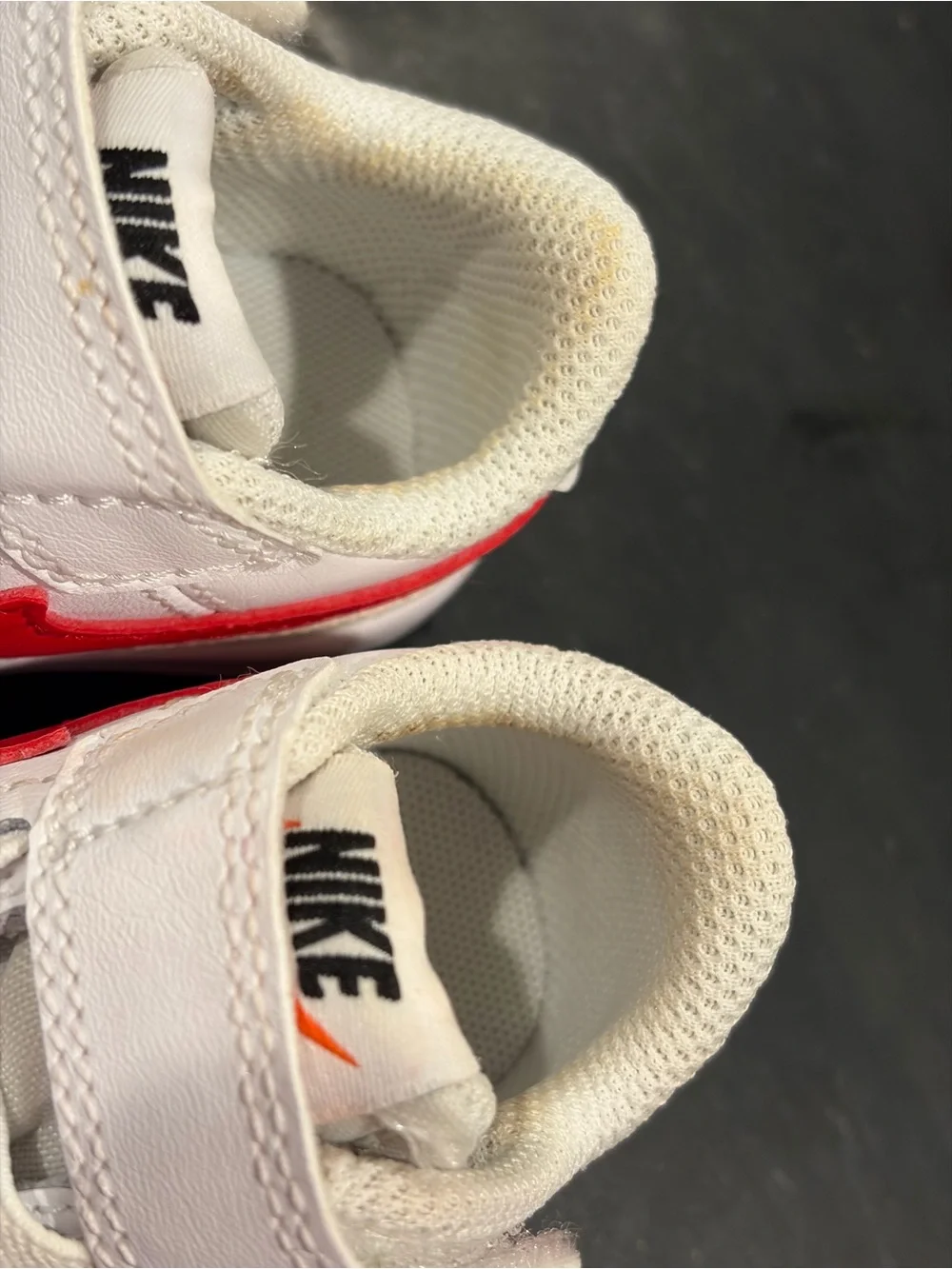 Nike Kids White Sneaker with Red Swoosh - Velcro Strap